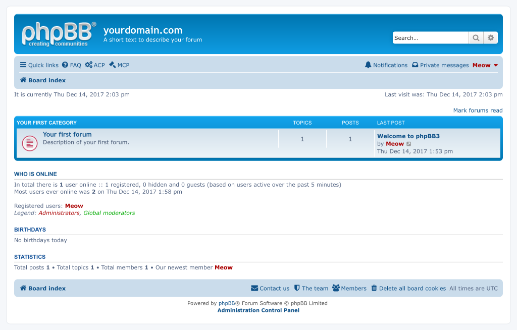 phpBB ny installasjon